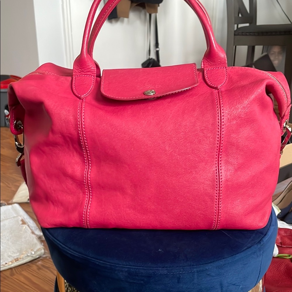 Vibrant Pink Leather Handbag